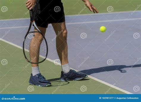 Male Tennis Player in Action on the Court on a Sunny Day Stock Image ...