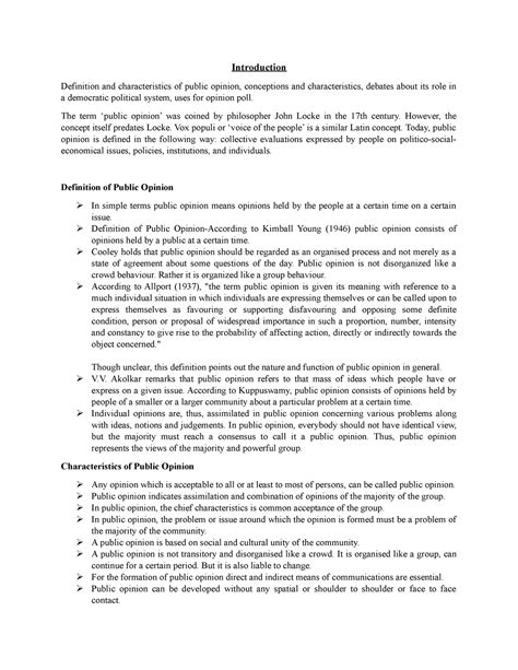 Unit 1 Introduction To Public Opinion Definition Of Public Opinion