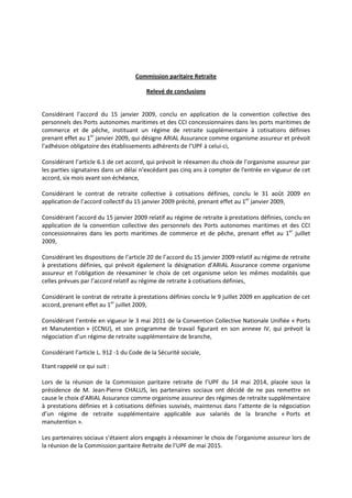 Idcc 3017 Releve De Conclusions Organisme Retraite PDF