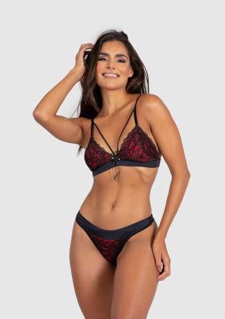 Conjunto Lingerie Esmeralda Preto Ref P03 17 A Kaisan