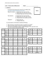 P Conservation Of Momentum Lab From Lab Manual Pdf P Lab