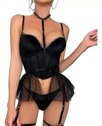 Conjunto De Lencería Sexy Corse Negro Ropa Interior De Mujer Meses