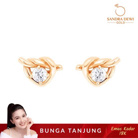 Jual ANTING HEARTSTRING SERIES SANDRA DEWI EMAS 18K BUNGA TANJUNG