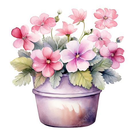 Watercolor Cute Flower Pot Decor Cute Flower Garden PNG Transparent