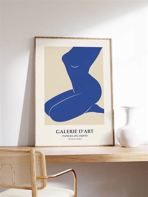 Blue Nude Illustration Poster Body Art Female Body Print Etsy Australia