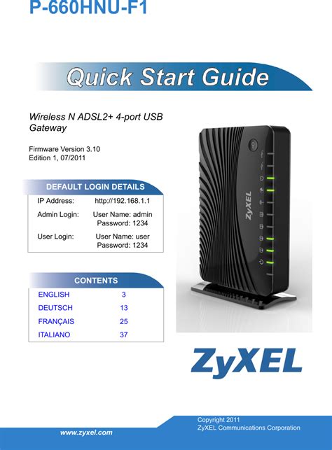 ZyXEL Communications P660HNUF1 Wireless N ADSL2 4 Port USB Gateway