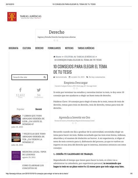 Pdf 10 Consejos Para Elegir El Tema De Tu Tesis Dokumentips