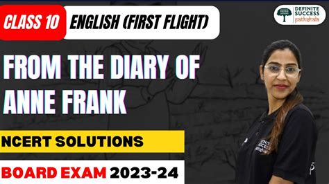 From The Diary Of Anne Frank NCERT Solutions Class 10 English First