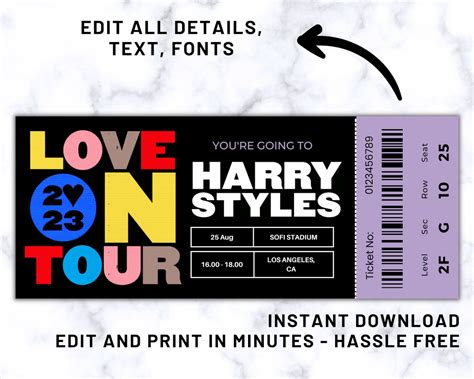 Harry Styles Love On Tour Ticket Concert Ticket Custom Etsy Uk