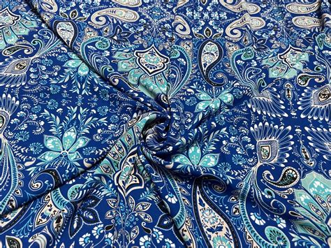 Wool Dobby Fabric Paisley Boho Print 2 Yards Etsy