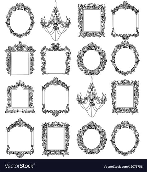 Rich Imperial Baroque Rococo Frames Set French Vector Image