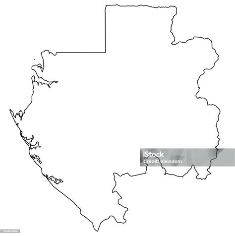 Ilustración De Esquema Del Mapa De Gabón Con Regiones Y Más Vectores