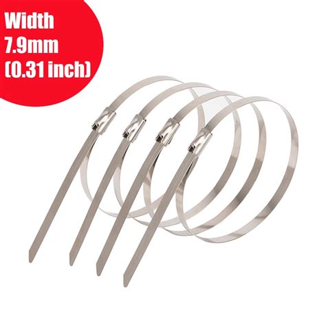 20 50PCS Stainless Steel Metal Cable Tie Self Locking Zip Ties Cable