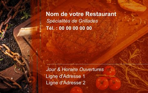 carte de visite restaurant modele gratuit  creer grillade