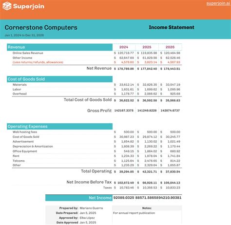 Download Small Business Income Statement Template [2024] | Superjoin