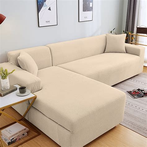 Dustproof All Powerful Slipcovers Stretch L Shape Sofa Cover Super Soft