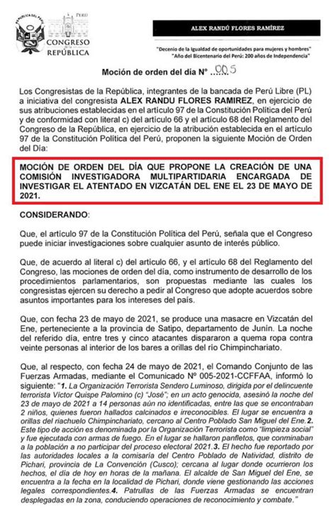 Congresista De Per Libre Propone Investigar A Rospigliosi Y Cateriano