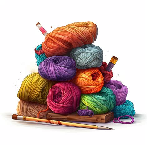 Premium AI Image | Yarn 2d cartoon illustraton on white background high ...