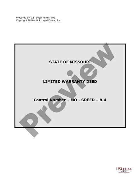 Missouri Limited Warranty Deed From Individual To Individual Missouri