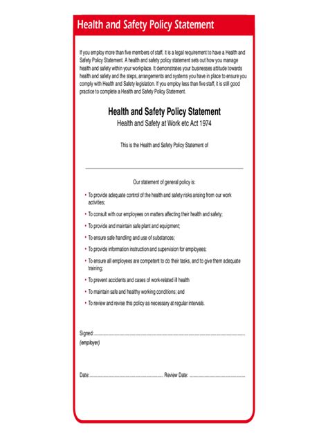 2023 Health and Safety Policy Template - Fillable, Printable PDF ...