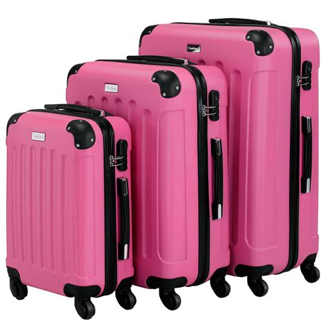 Vonhaus Piece Pink Lightweight Extra Strong Abs Luggage Set Ebay