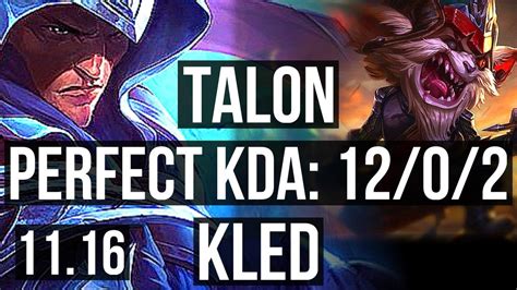 Talon Vs Kled Mid 1202 Legendary Rank 8 Talon 400 Games Na