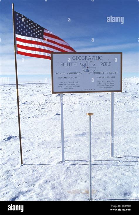 Geographic South Pole Sign Showing The Position Of The Geographic