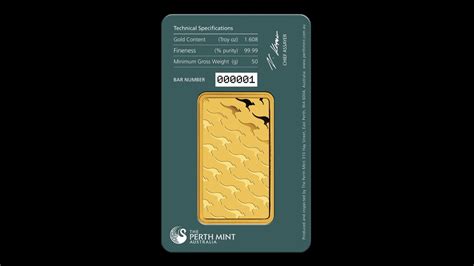 Bullion List - Gold - Perth Mint - 50g Perth Mint Gold Bar (Certicard)