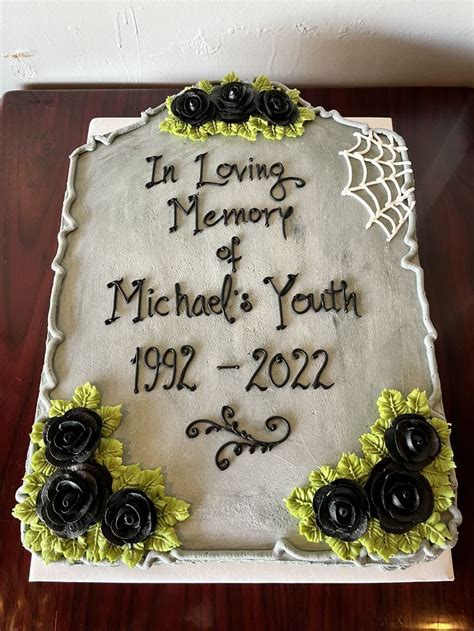 RIP Youth Tombstone 30th Birthday Cake Adrienne Co Bakery 30