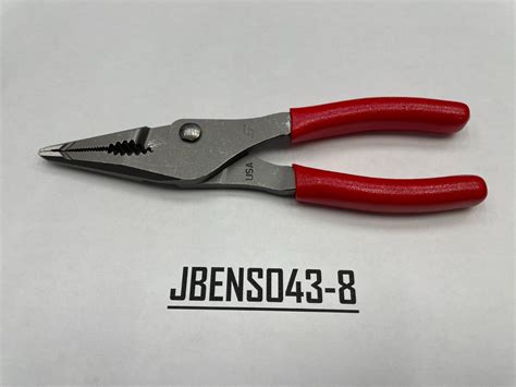 Snap On Tools Usa New Red Soft Grip Long Nose Slip Joint Pliers