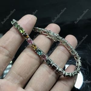 Natural Multi Color Tourmaline Bracelet Tennis Bracelet Sterling