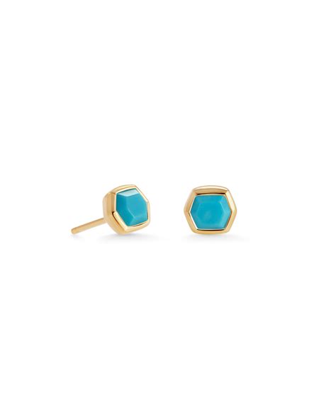 Davie K Gold Vermeil Stud Earrings In Turquoise Kendra Scott