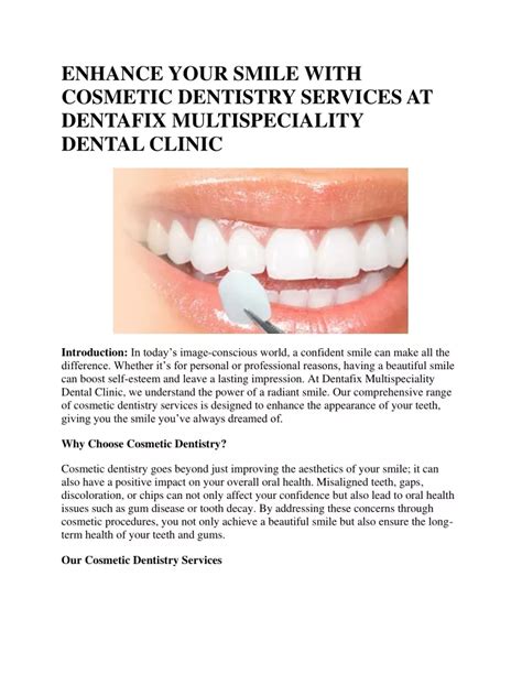 PPT COSMETIC DENTISTRY SERVICES AT DENTAFIX MULTISPECIALITY DENTAL