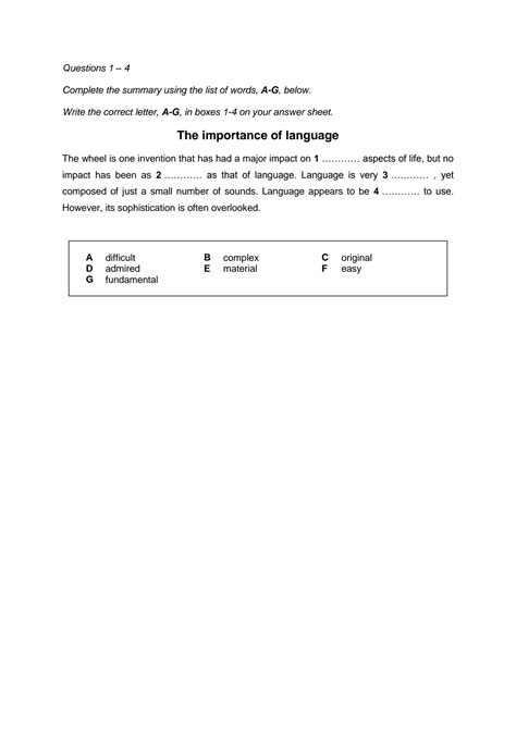 SOLUTION IELTS Academic Reading Sample Task Summary Completion