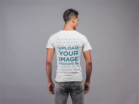 Placeit Back View T Shirt Mockup Featuring A Strong Man