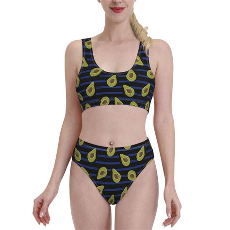 Bixox Avocado Pattern Two Piece Sports Bikini With U Shaped Top And