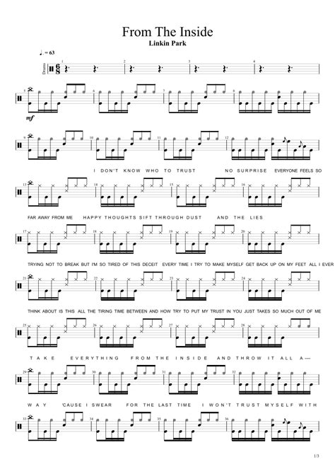 From The Inside Arr Cyril Mayer By Linkin Park Sheet Music For Drums