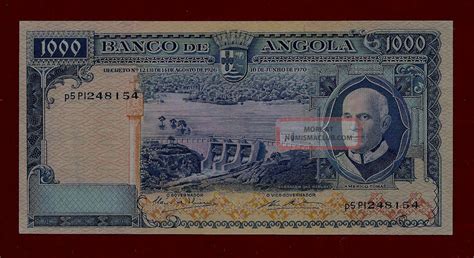 Portugal Angola 1000 Escudos 1970 P 98 Vf West Africa Mali Guinea Togo