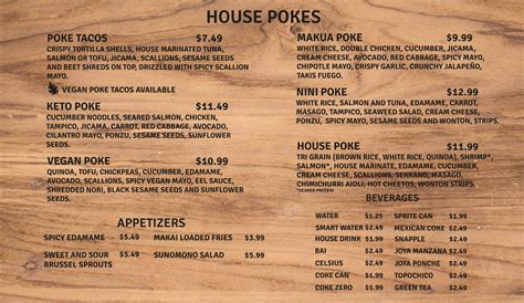 Makai Poke House Menu In Pharr Texas Usa