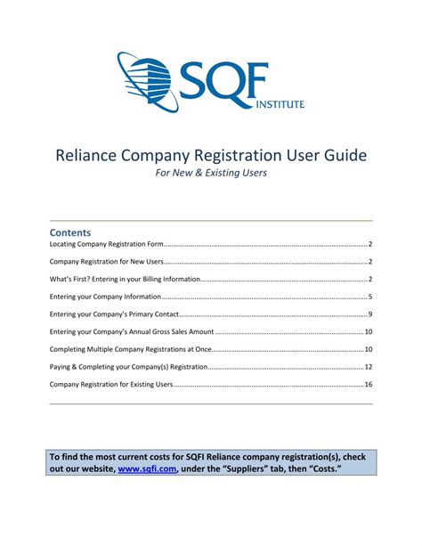 Pdf Reliance Company Registration User Guide Sqf I Pdf