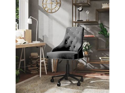 FRENCH DAYS Chaise pivotante de bureau gris foncé velours pas cher