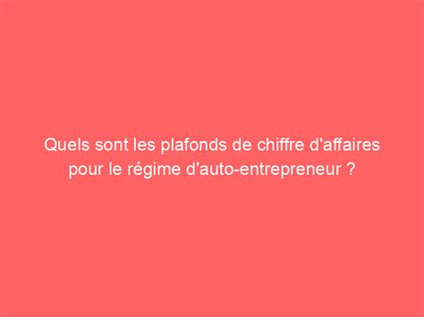 Les Plafonds De Chiffre D Affaires De L Auto Entrepreneur Ce Que Vous