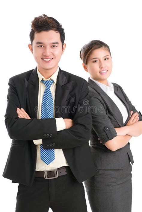 Asian Indian Businessman And Businesswoman In Group Standing With