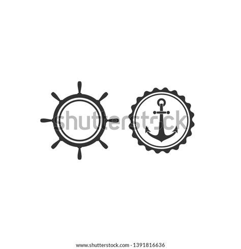 Nautical Labels Set Helm Anchor Isolated Stock Vector Royalty Free