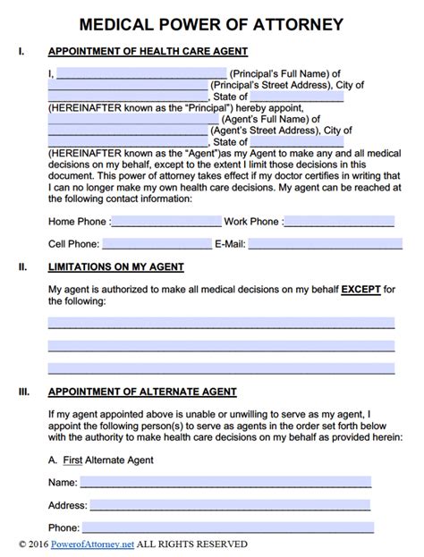 Medical Power Of Attorney Printable Document