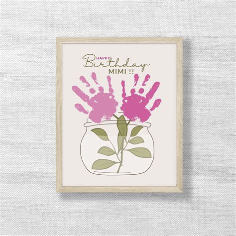 MIMI Birthday Handprint, Kids Craft, Gift From Child, Printable Card