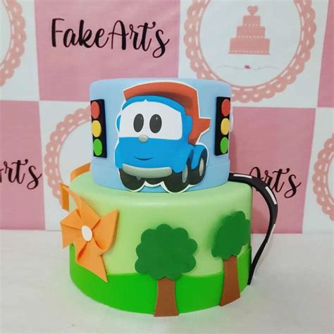 Bolo Léo O Caminhão 2 Andares - Bolo Fake Léo o Caminhao | Elo7 Produtos Especiais