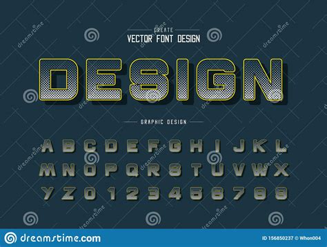 Halftoonlettertype En Ronde Alfabet Vector Letter En Nummer Van