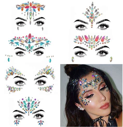 Buy Pcs Rhinestone Mermaid Face Jewels Tattoo Music Festival Face