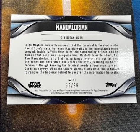 2022 Chrome Star Wars The Mandalorian Beskar Edition Blue Refractor 35